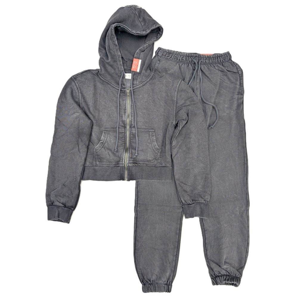 LFX821: Girls Washed Zip Thru Hoody and Jog Pant Set- Charcoal (9-14 Years) LFX821: Girls Washed Zip Thru Hoody and Jog Pant Set- Charcoal (9-14 Years)